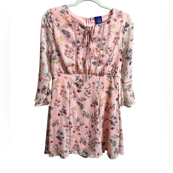 Disney Dresses & Skirts - Disney Beauty and the Beast Dress Pink Floral Babydoll Belle Sleeve Cosplay Sz M